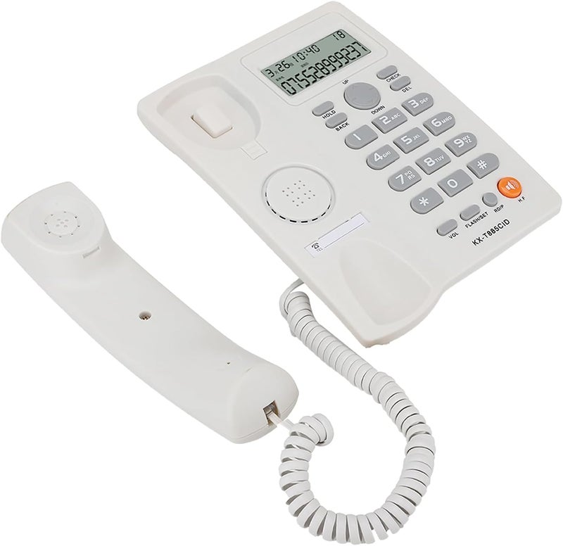 Caller ID Home Office Hotel Telephone with Clear Sound and Mute Function, Handsfree Calling Wired Phone, English (White) - Image 1