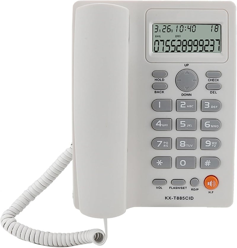 Caller ID Home Office Hotel Telephone with Clear Sound and Mute Function, Handsfree Calling Wired Phone, English (White) - Image 5