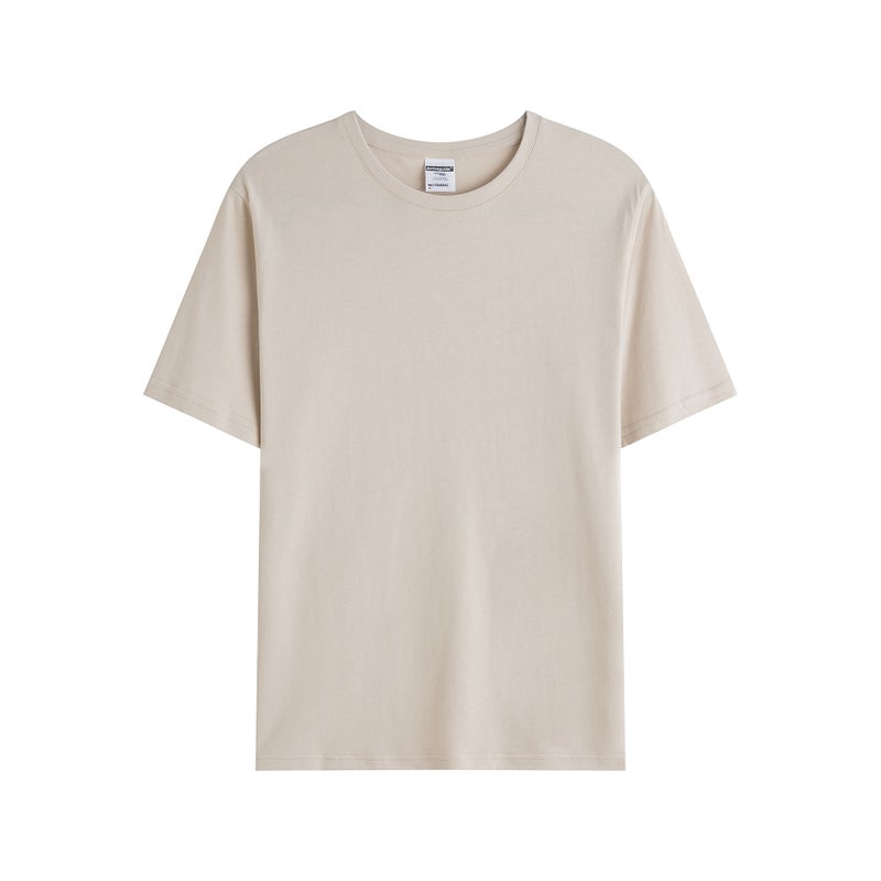 200 grams of pure cotton combed siro spinning advertising cultural shirt diy blank base shirt short sleeve t-shirt custom logo Sand color 