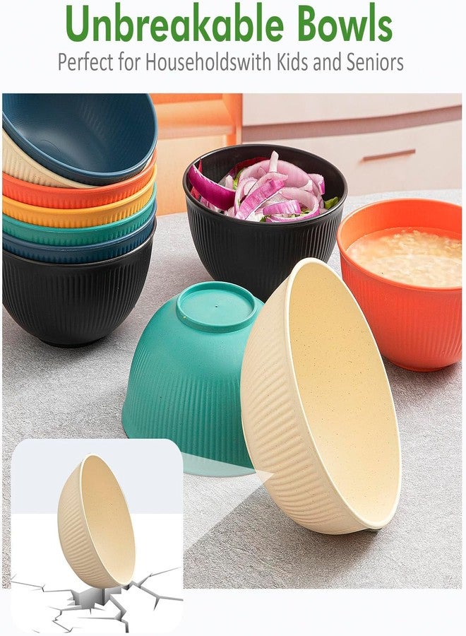 G-KARUNA Wheat Straw Bowl Set of 6, Unbreakable Cereal Bowl 26 OZ, Microwave and Dishwasher Safe Bowls for Kitchen, Reusable Plastic Bowls for Cereal, Salad, Snack and Soup, BPA Free (Color : Beige) - Image 4