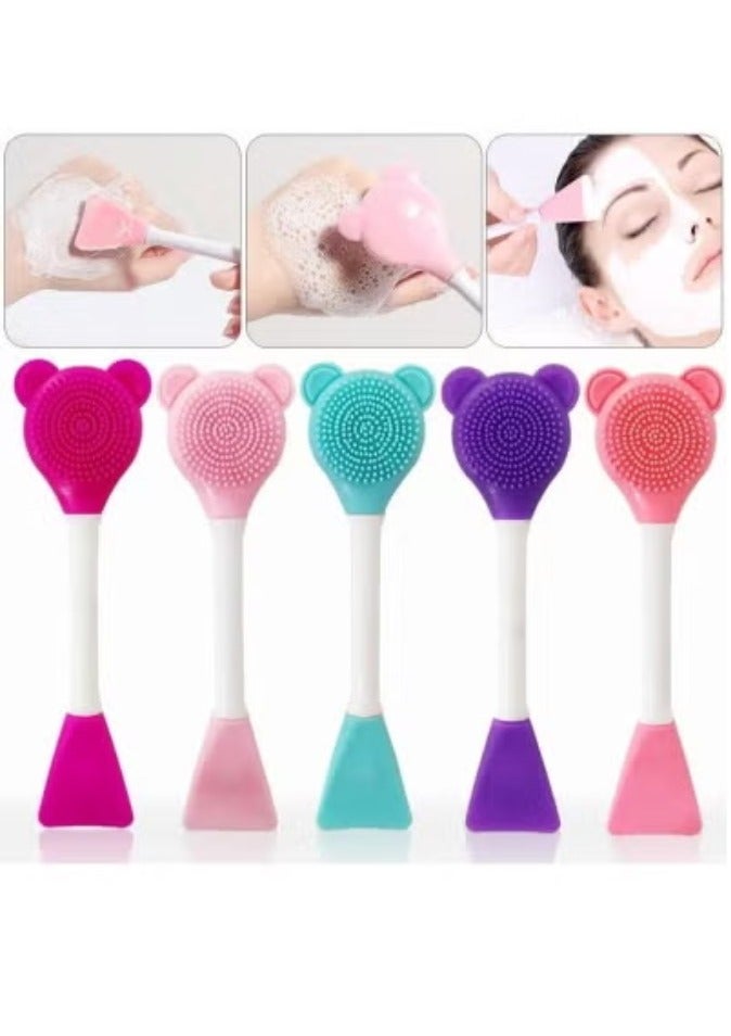 Double-Sided Silicone Face Brush for Cleansing and Mask Application – 2-in-1 Gentle Deep Exfoliating Manual Brush – Flexible Skincare Tool (1 Piece)-color may vary - Image 1