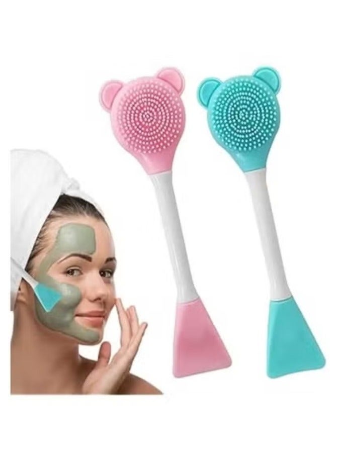 Double-Sided Silicone Face Brush for Cleansing and Mask Application – 2-in-1 Gentle Deep Exfoliating Manual Brush – Flexible Skincare Tool (1 Piece)-color may vary - Image 2