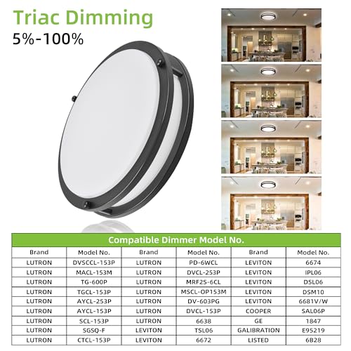 hykolity 10 inch Flush Mount LED Ceiling Light Fixture, 17W 1100lm, 2700K/3000K/3500K/4000K/5000K Adjustable Ceiling Lights, Oil Rubbed Bronze Saturn Dimmable Lighting for Hallway Bathroom - 2 Pack - Image 5