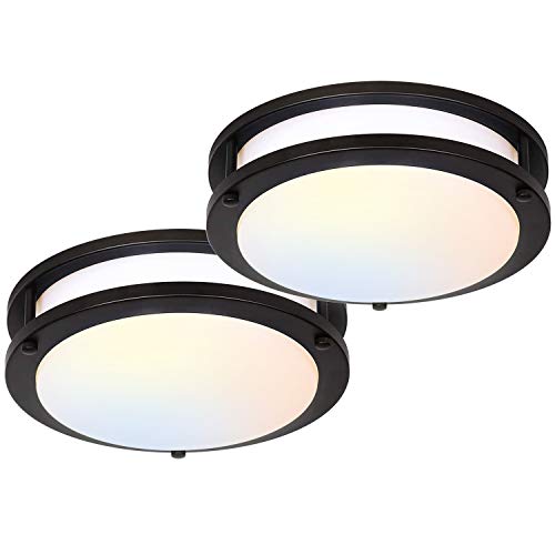 hykolity 10 inch Flush Mount LED Ceiling Light Fixture, 17W 1100lm, 2700K/3000K/3500K/4000K/5000K Adjustable Ceiling Lights, Oil Rubbed Bronze Saturn Dimmable Lighting for Hallway Bathroom - 2 Pack - Image 1