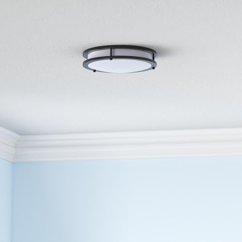 hykolity 10 inch Flush Mount LED Ceiling Light Fixture, 17W 1100lm, 2700K/3000K/3500K/4000K/5000K Adjustable Ceiling Lights, Oil Rubbed Bronze Saturn Dimmable Lighting for Hallway Bathroom - 2 Pack - Image 2