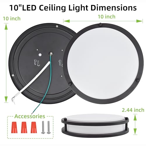 hykolity 10 inch Flush Mount LED Ceiling Light Fixture, 17W 1100lm, 2700K/3000K/3500K/4000K/5000K Adjustable Ceiling Lights, Oil Rubbed Bronze Saturn Dimmable Lighting for Hallway Bathroom - 2 Pack - Image 4