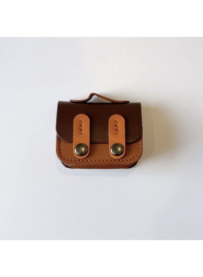 Simple For Apple Earphone Case Bluetooth Headset Pro2 Pink Earphone Case Vermilion AirPods Flip Case Ear-Color:[dark Brown Flip Backpack]-Applicable Models:【Airpods 3】  - Image 1