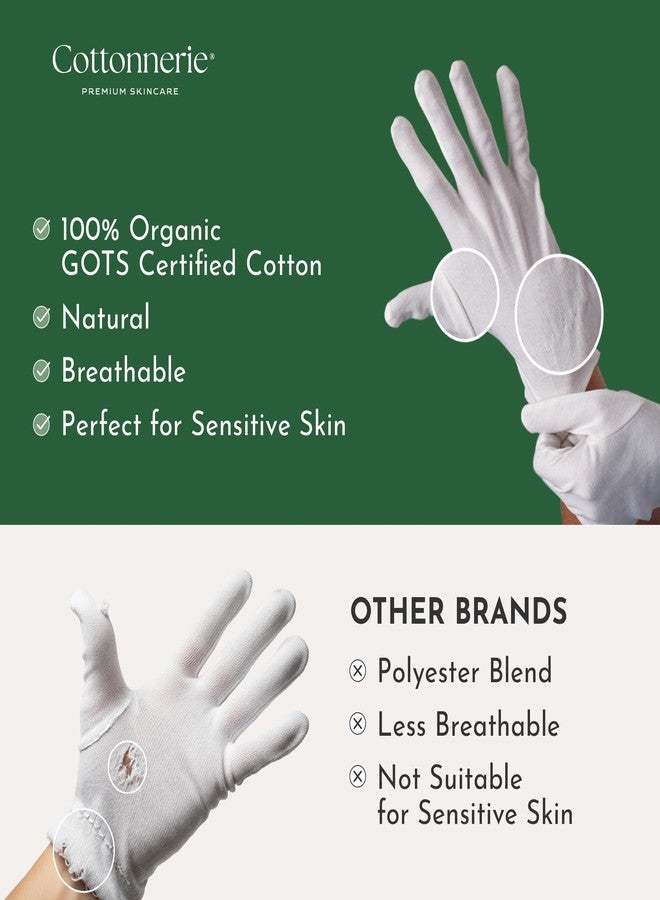 COTTONNERIE 4 Pairs Cottonnerie Organic Cotton Gloves for Dry Hands Sleeping, Moisturizing Gloves Overnight, Hand Moisturizer Gloves, Moisture Gloves for Dry Hands Overnight, Sleeping Gloves, Medium - Image 3