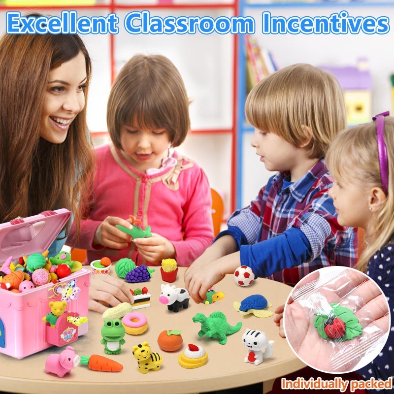HINZER 100 Pack Animal Erasers for Kids Bulk Pull Apart 3D Puzzle Erasers Classroom Rewards and Prizes Class Treasure Box Kids Party Favors Back to School Supplies - Image 2