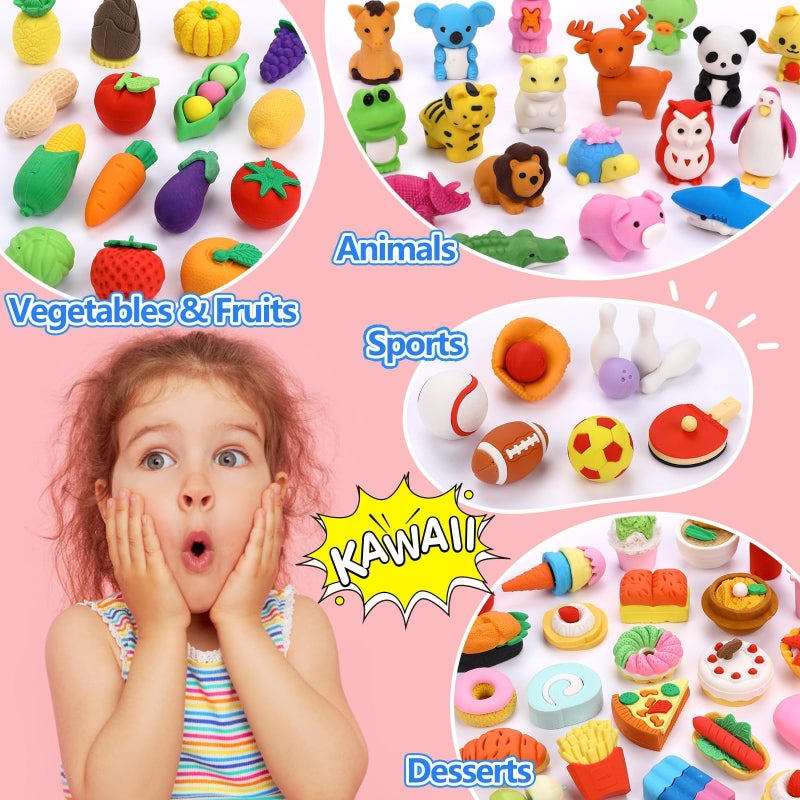 HINZER 100 Pack Animal Erasers for Kids Bulk Pull Apart 3D Puzzle Erasers Classroom Rewards and Prizes Class Treasure Box Kids Party Favors Back to School Supplies - Image 5