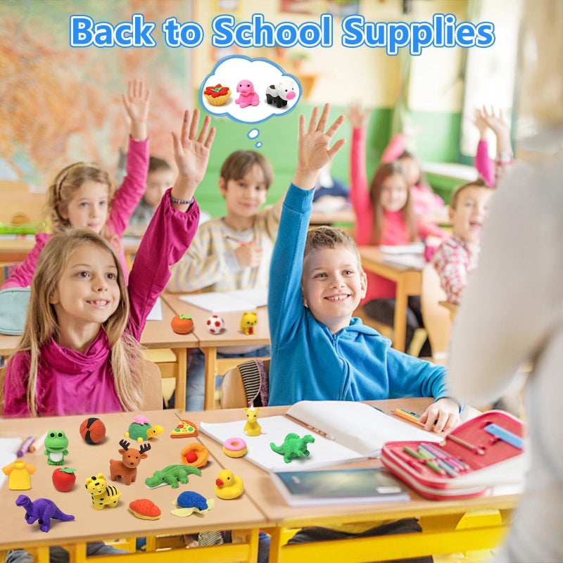 HINZER 100 Pack Animal Erasers for Kids Bulk Pull Apart 3D Puzzle Erasers Classroom Rewards and Prizes Class Treasure Box Kids Party Favors Back to School Supplies - Image 3