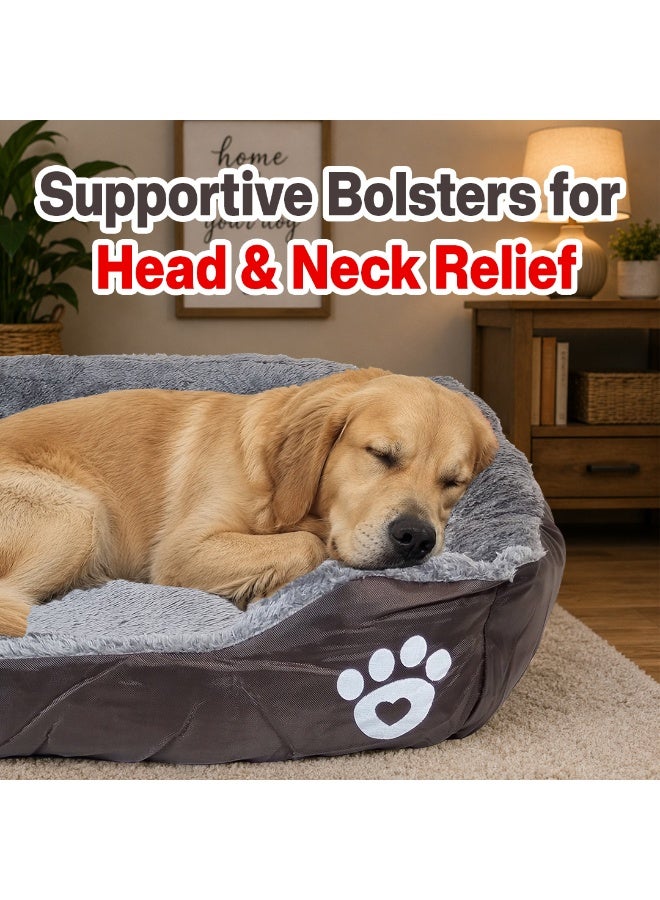 NNC PETS Dog bed with Raised bolster sides, Soft plush interior, and Non-slip bottom, Orthopedic dog bed for Medium & Large dogs, durable, comfortable dog sleeping bed, Easy to clean, 90 cm (Chocolate) - Image 5