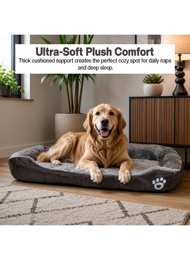 NNC PETS Dog bed with Raised bolster sides, Soft plush interior, and Non-slip bottom, Orthopedic dog bed for Medium & Large dogs, durable, comfortable dog sleeping bed, Easy to clean, 90 cm (Chocolate) - Image 4