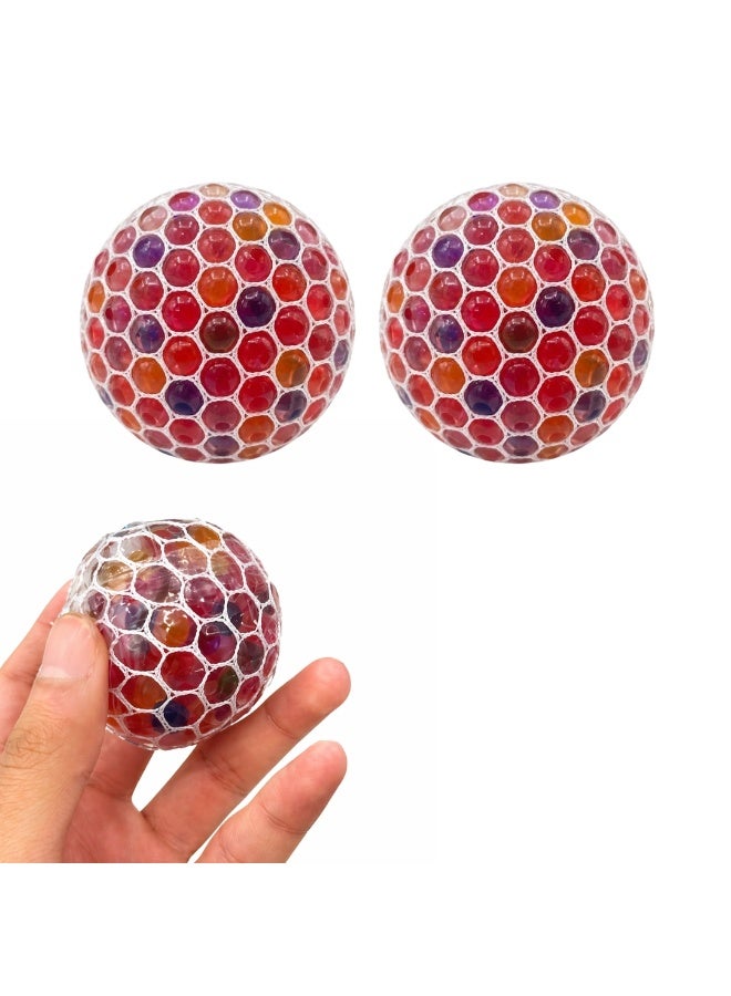 Lukadah Pack of 2 Ultra Soft Stress Relief Balls, Squishy Squeeze Fidget Toy with Colorful Gel Beads, Anxiety Relief Hand Therapy Ball for Kids & Adults, Sensory Stress Ball for Office, School, ADHD, Autism Relaxation Toy - Image 1