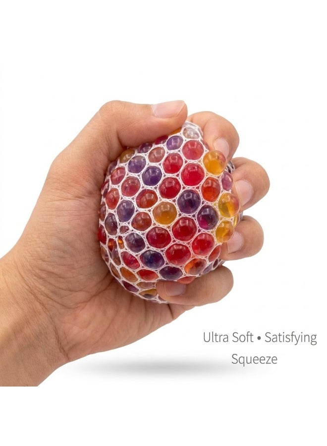 Lukadah Pack of 2 Ultra Soft Stress Relief Balls, Squishy Squeeze Fidget Toy with Colorful Gel Beads, Anxiety Relief Hand Therapy Ball for Kids & Adults, Sensory Stress Ball for Office, School, ADHD, Autism Relaxation Toy - Image 2
