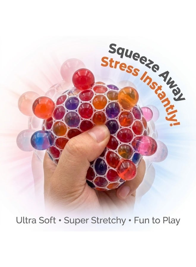 Lukadah Pack of 2 Ultra Soft Stress Relief Balls, Squishy Squeeze Fidget Toy with Colorful Gel Beads, Anxiety Relief Hand Therapy Ball for Kids & Adults, Sensory Stress Ball for Office, School, ADHD, Autism Relaxation Toy - Image 3
