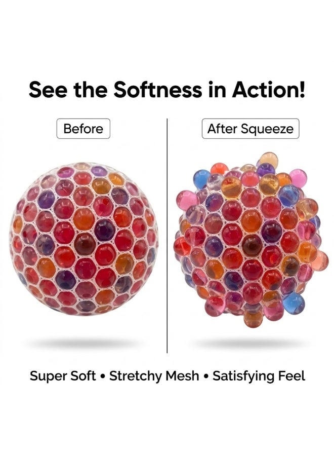 Lukadah Pack of 2 Ultra Soft Stress Relief Balls, Squishy Squeeze Fidget Toy with Colorful Gel Beads, Anxiety Relief Hand Therapy Ball for Kids & Adults, Sensory Stress Ball for Office, School, ADHD, Autism Relaxation Toy - Image 4