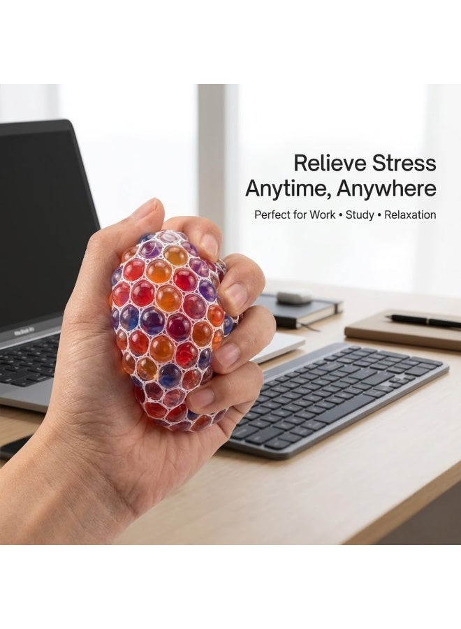 Lukadah Pack of 2 Ultra Soft Stress Relief Balls, Squishy Squeeze Fidget Toy with Colorful Gel Beads, Anxiety Relief Hand Therapy Ball for Kids & Adults, Sensory Stress Ball for Office, School, ADHD, Autism Relaxation Toy - Image 5