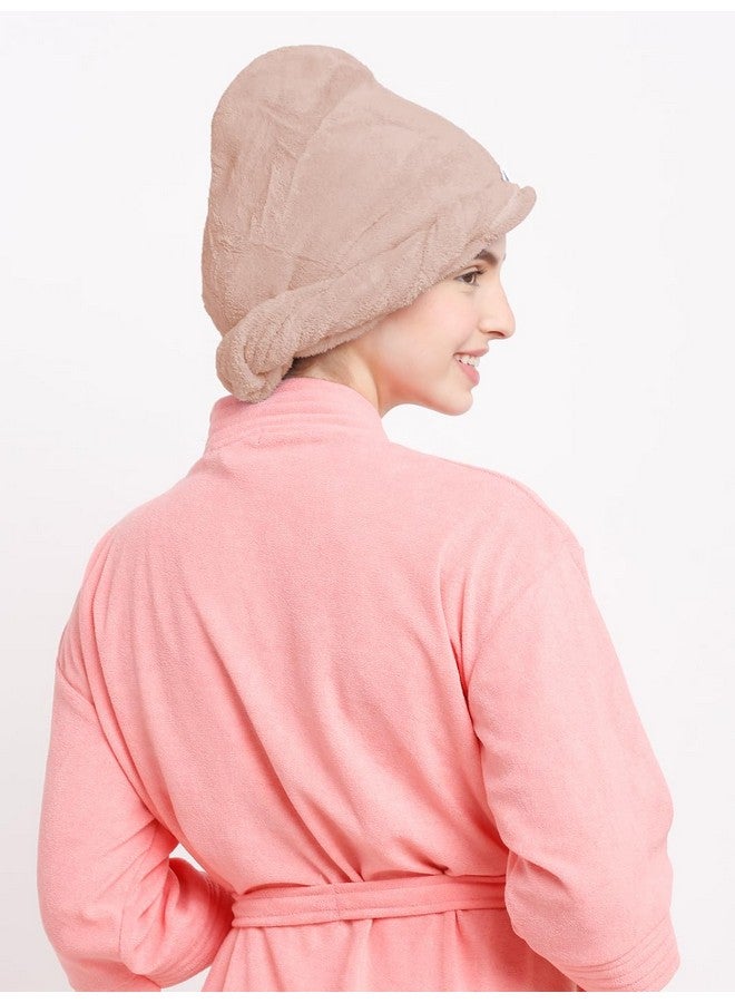 Cortina Cortina Microfiber Hair Towel Cap, Soft Absorbent Quick Drying Cap for Curly Thick Hair, Wrap Cap for Women Girls-Pack of 2, Blue-Lt. Brown - Image 3