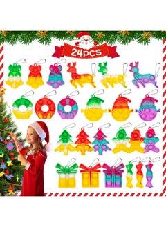 PICcircuit 24 Pack Christmas Party Favors Pop Fidget Toys Bulk Keychain Its Christmas Goodie Bag Stuffers Christmas Stocking Stuffers Kids Christmas Toys Birthday Students Small Kid Classroom Prizes Bulk Toys It  - Image 1