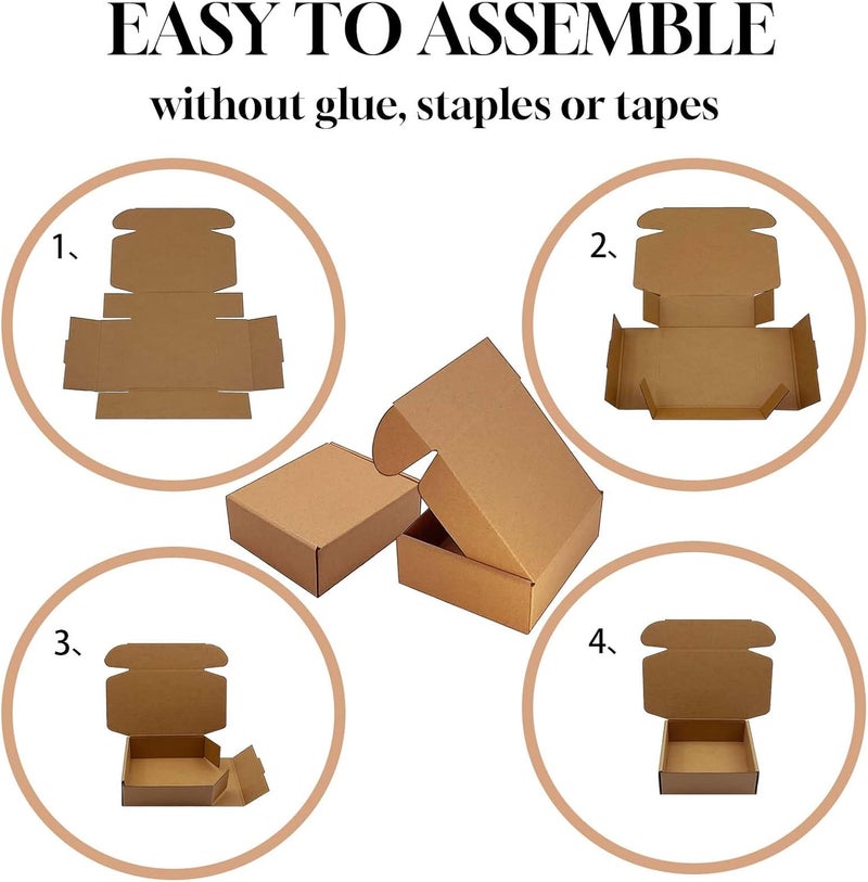 KIAECHWU Shipping Boxes 8x7x2 inch 25 Pack,Brown Corrugated Boxes Mailer Packaging for Mailing Small Business，E-Commerce Gift Boxes for Wrapping Present Moving Storage Heavy Duty Recycled Cardboard Boxes - Image 2