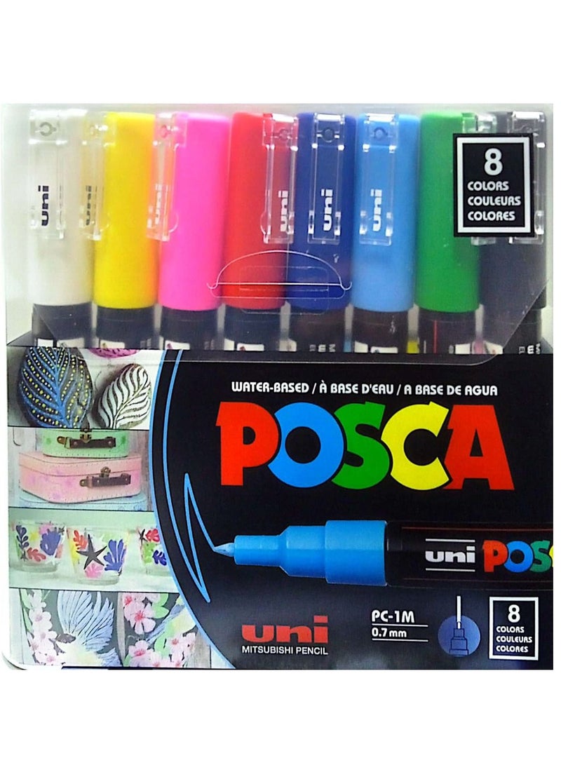 POSCA 8-Color Paint Marker Set Pc-1M Medium Multicolor - Image 1