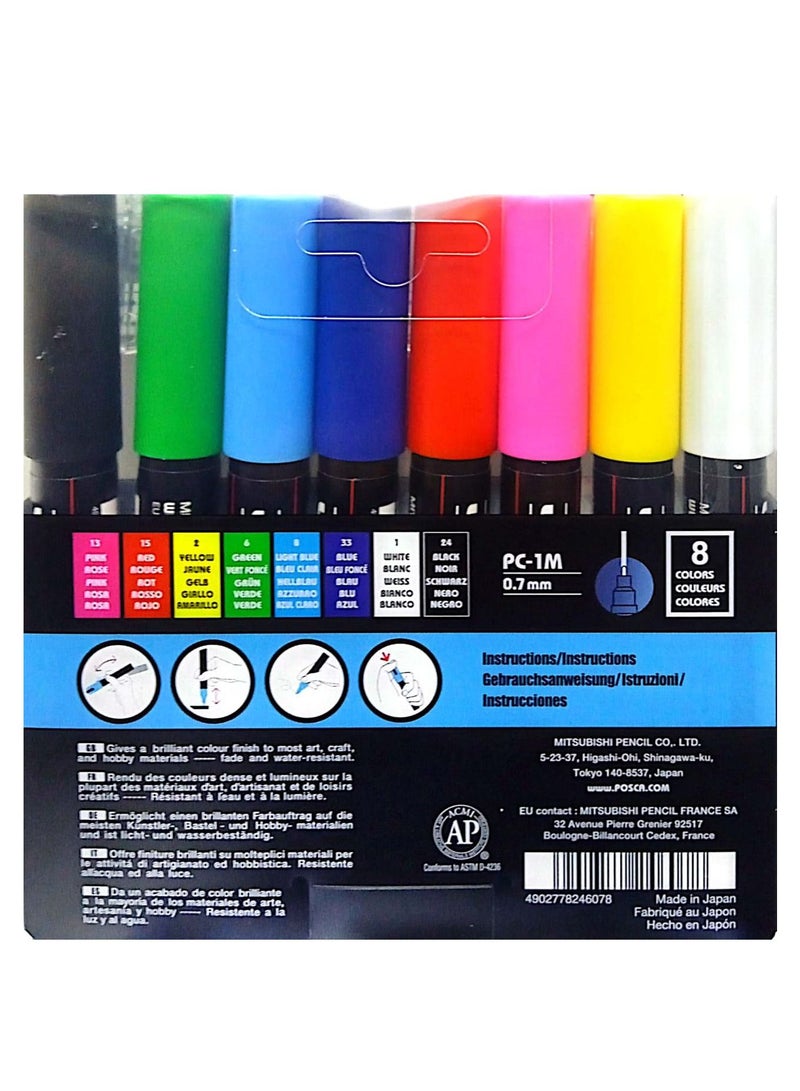 POSCA 8-Color Paint Marker Set Pc-1M Medium Multicolor - Image 2
