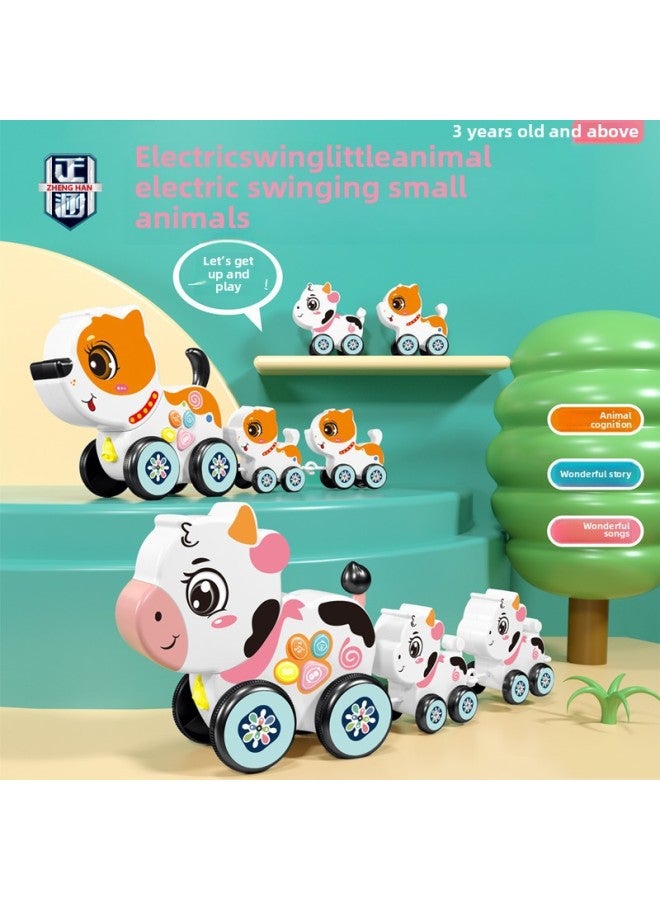 Children's Early Education Electric Dragging Walking Swing Cartoon Cute Dog Cow Animal Story Telling Infant Educational Toys-Color:Electric Cute Dog - Image 3