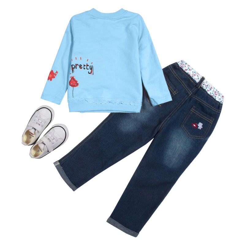 MAXIMGR Toddler Girl Clothes Baby Girl Outfits Cute Long Sleeve Cartoon Top + Jeans Pants Fall Winter Girls Clothing Sets - Image 3