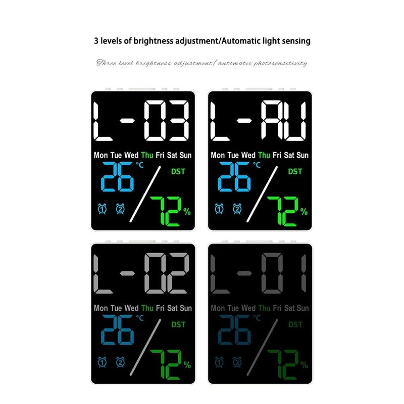 Ziyan Digital Large Display Alarm Clock LED Temperature and Humidity Display Automatic Brightness Electronic Clock for Home Office - Image 5