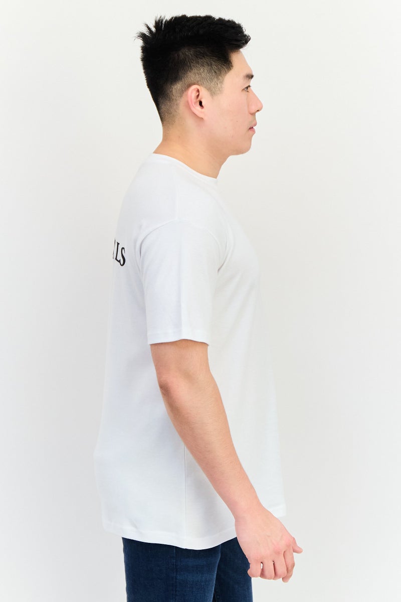 Fudo Men Crew Neck Short Sleeves Brand Logo T-Shirt, White - Image 4