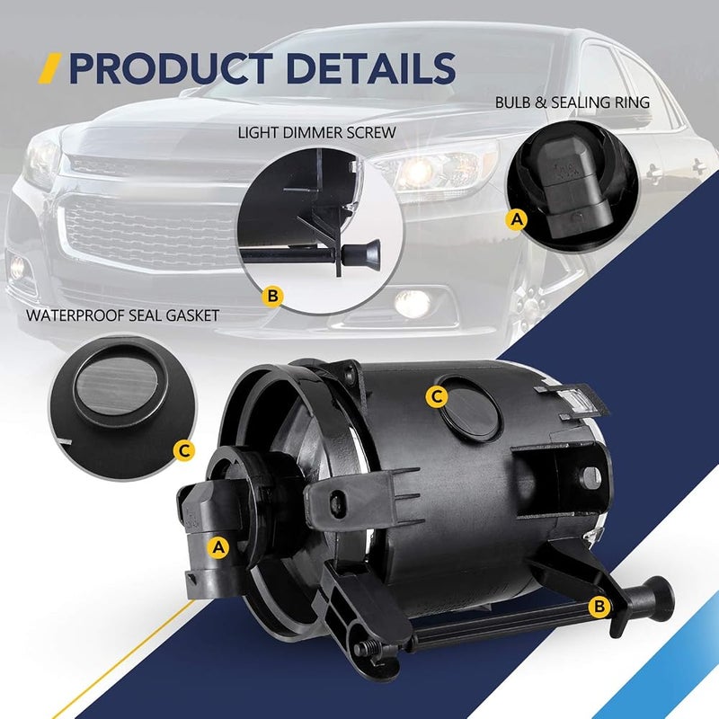 AUTOFREE Fog Lights Fit for 2013 2014 2015 Chevy Malibu LS/LTZ/LT OEM Fog Lamps Assembly with H10 12V42W Bulbs-1 Pair (Clear Lens) - Image 5