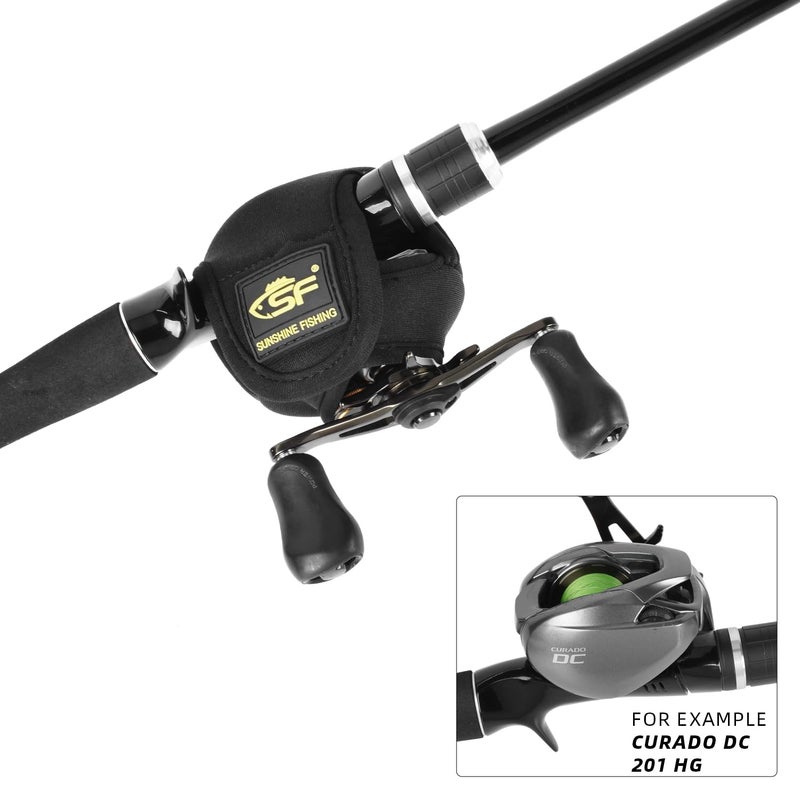 SF Low Profile Casting Reel Cover Black Baitcast Reel Case Pouch Glove Fits 50 100 200 Series Baitcaster 3PCS - Image 3
