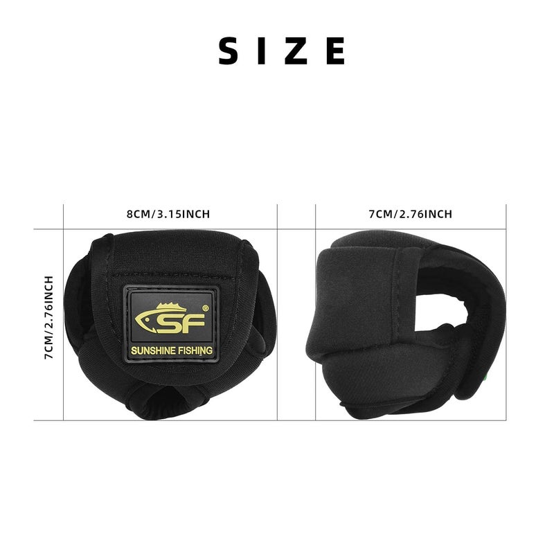 SF Low Profile Casting Reel Cover Black Baitcast Reel Case Pouch Glove Fits 50 100 200 Series Baitcaster 3PCS - Image 2