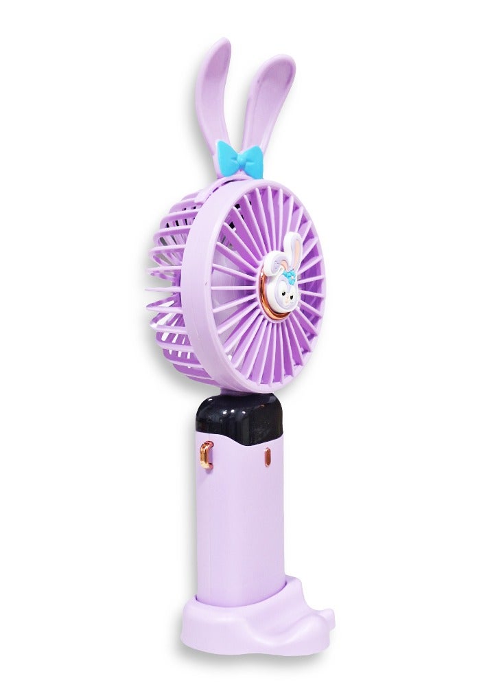 Cute cartoon portable fan, 5 different cooling speeds with LED display showing the speed level, openable head, equipped with a scented disc for refreshing breeze, USB rechargeable for easy use, lightweight and portable design with a lanyard to hang it around the neck, base to fix it on the table, safe material and suitable for children and adults, perfect gift for summer - Image 3