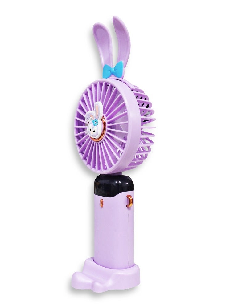 Cute cartoon portable fan, 5 different cooling speeds with LED display showing the speed level, openable head, equipped with a scented disc for refreshing breeze, USB rechargeable for easy use, lightweight and portable design with a lanyard to hang it around the neck, base to fix it on the table, safe material and suitable for children and adults, perfect gift for summer - Image 4