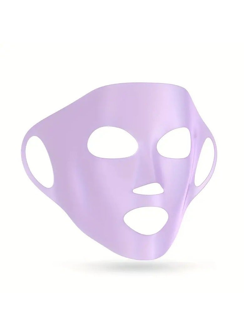 ORiTi غطاء قناع وجه من السيليكون المرطب قابل لإعادة الاستخدام وقابل للتنفس للورقة يمنع التبخر ويعزز العناية بالبشرة - أرجواني - Image 2