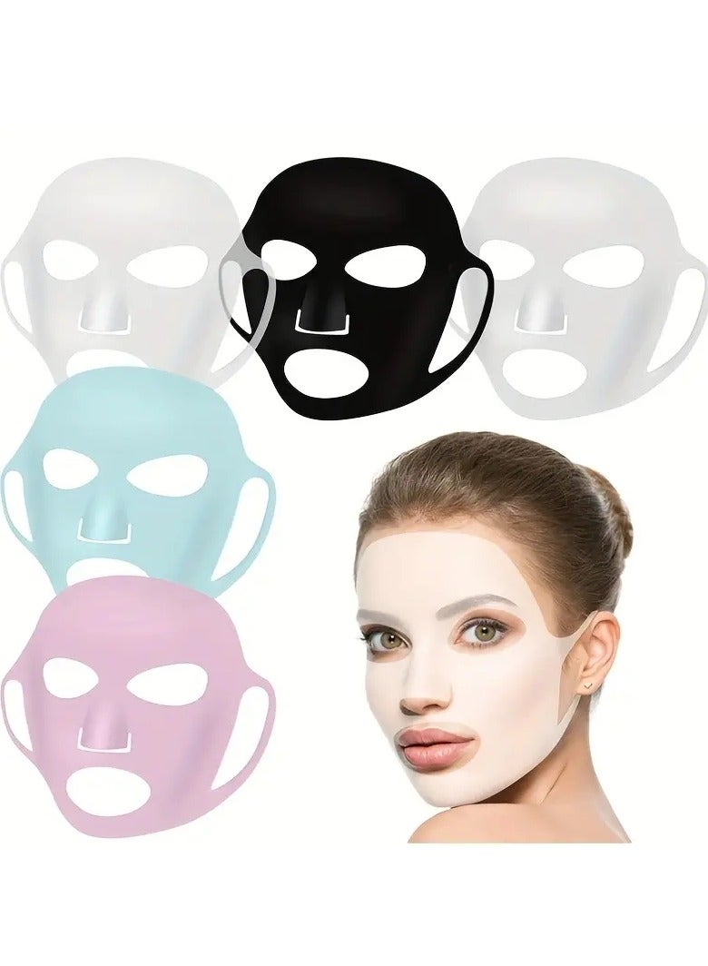 ORiTi غطاء قناع وجه من السيليكون المرطب قابل لإعادة الاستخدام وقابل للتنفس للورقة يمنع التبخر ويعزز العناية بالبشرة - أرجواني - Image 4