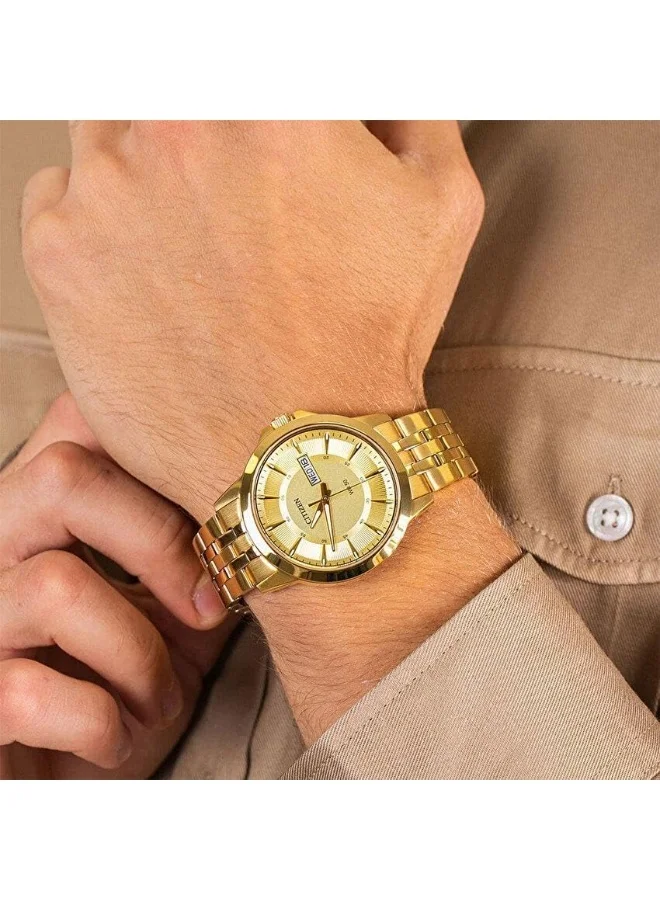 CITIZEN Men's Stainless Steel Strap with Gold Plating Quartz Standard Watch BF2013-56P - 41 mm