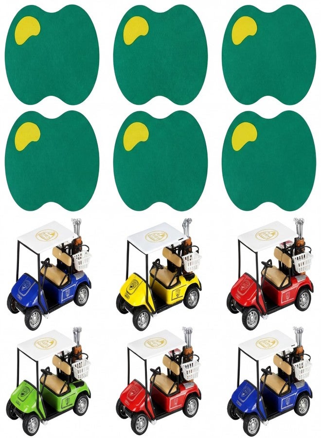 Mindsoft 6 Sets Golf Centerpieces Table Decorations with Green Mats and Mini Pull Back Cart Golf Party Supplies Green Felt Mats Course Pullback Vehicle for Golfing Themed Sport Birthday Party Decor - Image 1