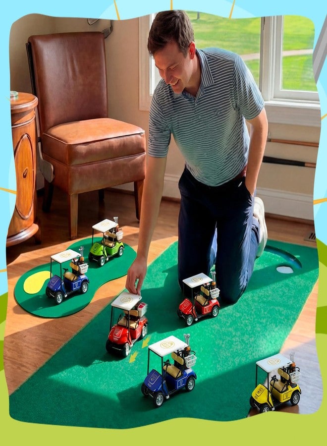 Mindsoft 6 Sets Golf Centerpieces Table Decorations with Green Mats and Mini Pull Back Cart Golf Party Supplies Green Felt Mats Course Pullback Vehicle for Golfing Themed Sport Birthday Party Decor - Image 3