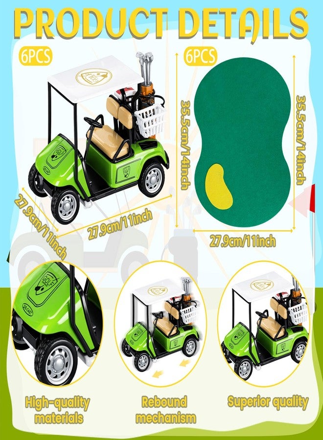 Mindsoft 6 Sets Golf Centerpieces Table Decorations with Green Mats and Mini Pull Back Cart Golf Party Supplies Green Felt Mats Course Pullback Vehicle for Golfing Themed Sport Birthday Party Decor - Image 2