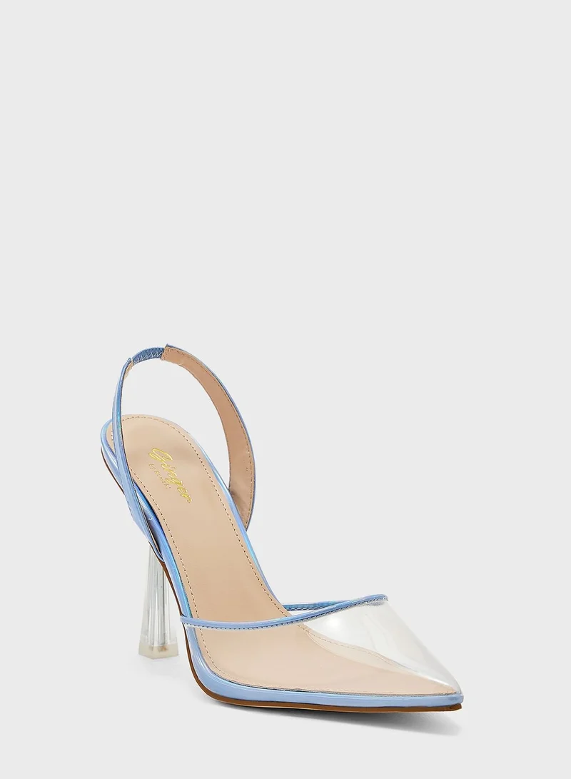 Ginger Metallic Trim Clear Front Pointed Pump
