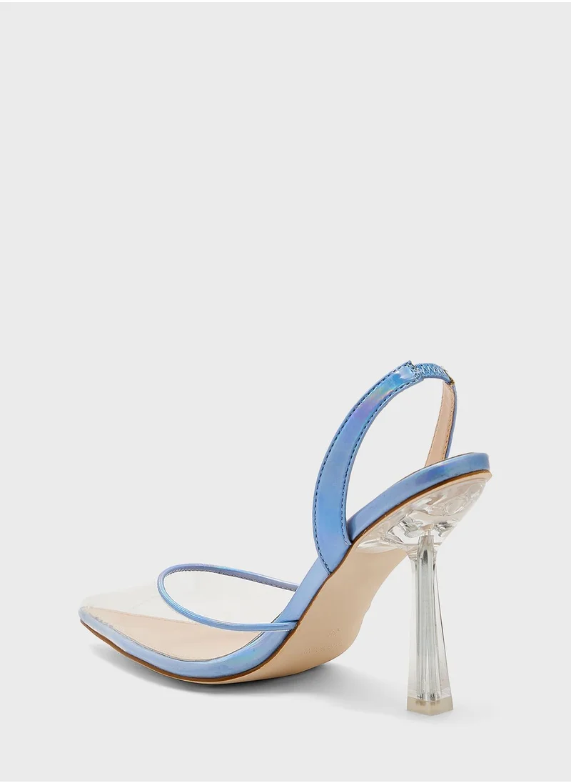Ginger Metallic Trim Clear Front Pointed Pump