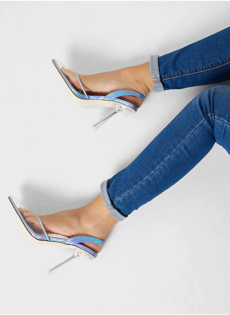 Ginger Metallic Trim Clear Front Pointed Pump