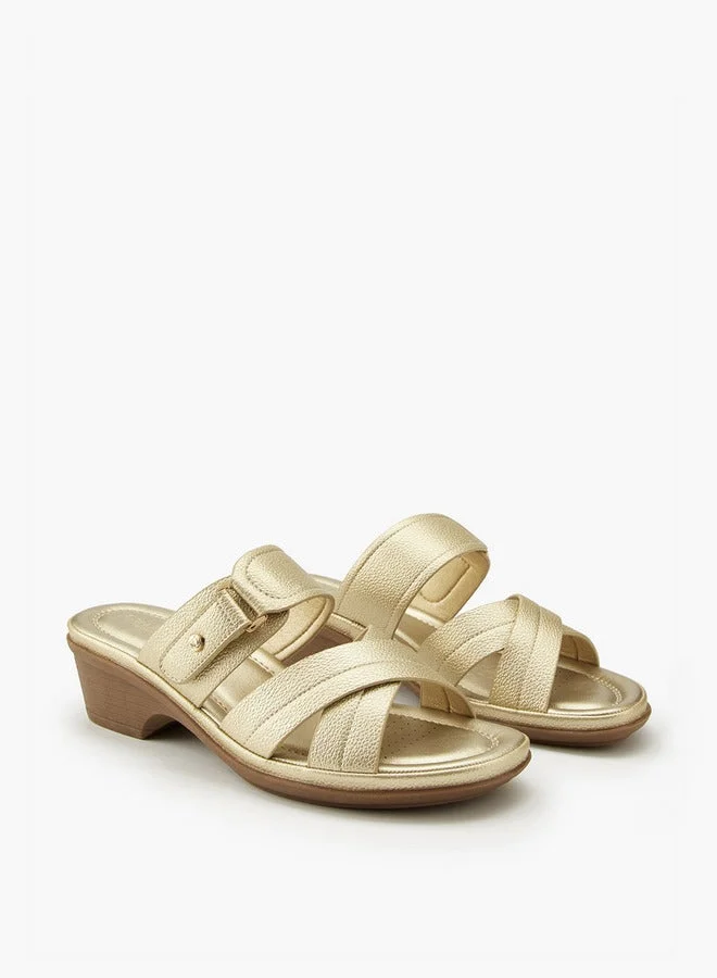 Flora Bella By Shoexpress Criss-Cross Textured Slip-On Sandals