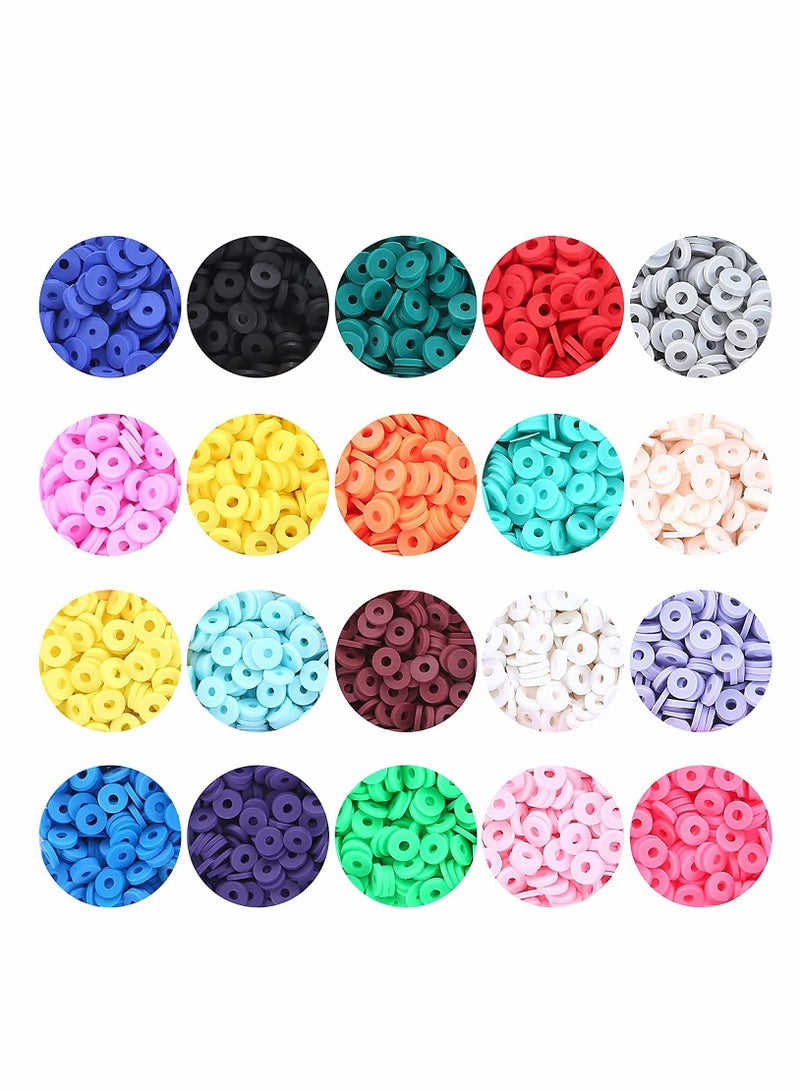 KASTWAVE 4000 Pcs Clay Beads, 6mm Flat Round Polymer Clay Spacer Beads with Charms and String, DIY Jewelry Marking Kit for Jewelry Making Preppy - Image 3