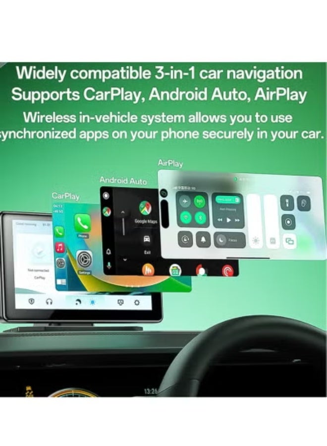 Yesido KM17 7-Inch Touch Screen Center Console – Portable Car Multimedia Player with CarPlay & Android Auto, GPS Navigation, Rear Camera, Driving Recorder, Bluetooth & WiFi Connectivity – Black - Image 2