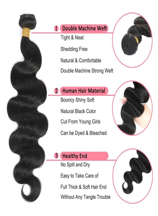 serwell Body Wave Bundles Human Hair - 10 Inch 10A Body Wave, 100% Unprocessed Virgin Brazilian Hair, Double Weft Weave, Natural Black - Image 2