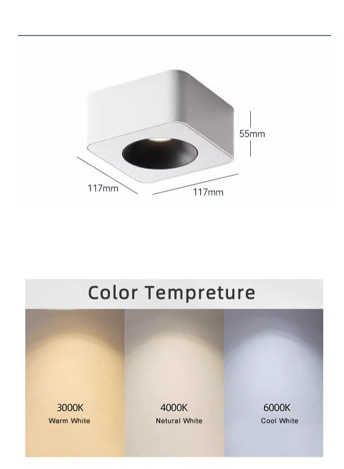 LED ضوء السقف قابل للتعديل اتجاهي أسود سطح شنت النازل COB 12 واط 4000 كيلو الألومنيوم Netural لمعرض المدخلات عرض غرفة المعيشة  - Image 3